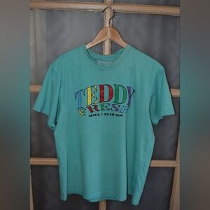 Vintage Teddy Fresh Teal Unisex Logo T-Shirt, Size XL